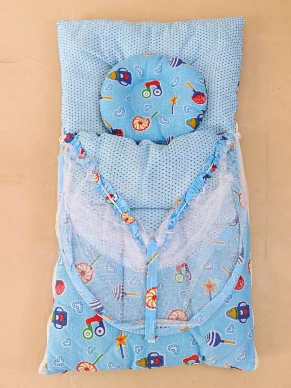 Blue Sleeping Bag With Mosquito Net For Newborns N NBSB07