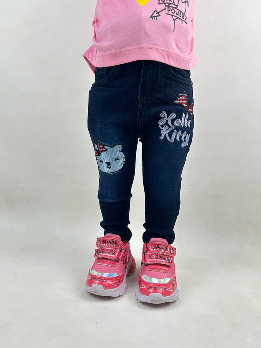 2Yrs - 8Yrs Navy Blue Stretchable Denim Jeans For Girls GJ13