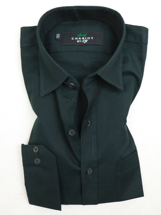 MFS23 Men's Chambray Formal Dress Shirt Dark Green