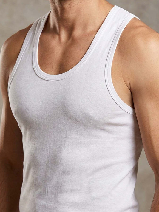 White Cotton Vest for Men MU15