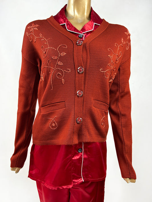 Burnt Orange Full Sleeves Sweater For Women WSW11