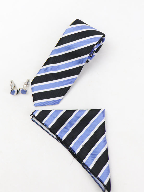 TBS37 3Pcs Tie Gift Box Tie Cuff-Link Pocket Square