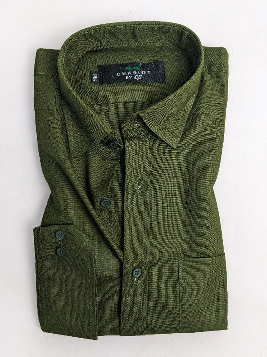 MFS101 Z Men's Plain Chambray Formal Dress Shirt Green