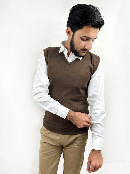 Multicolor V-Neck Sleeveless Jumper For Men