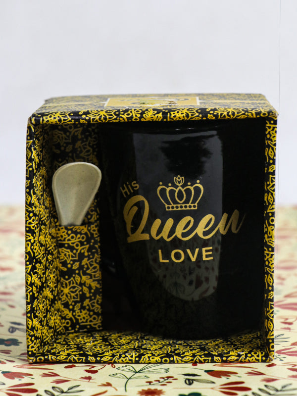 Queen Black Coffee Mug with Spoon