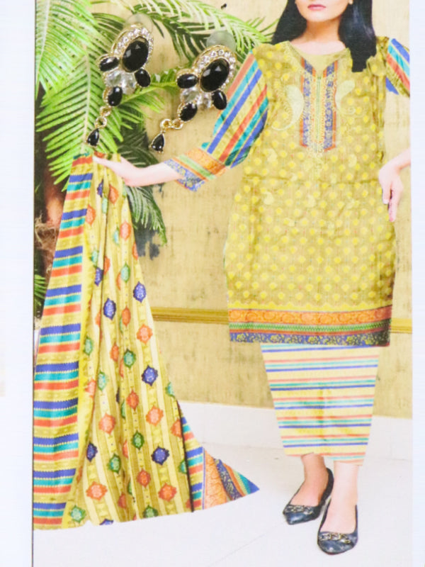 WU27 3Pcs Unstitched Digital Printed Lawn Suit For Women 69