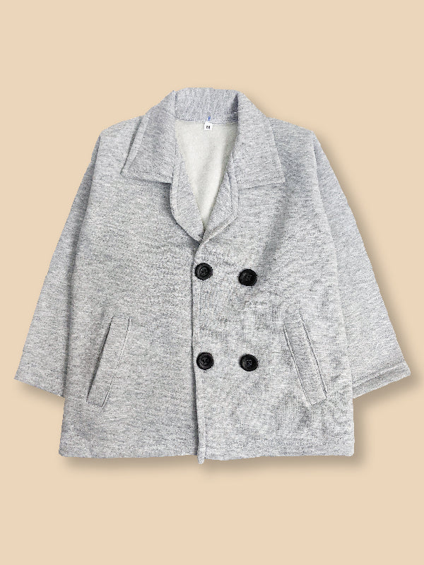 Light Grey Fleece Trench Coat For Girls MG GWC1