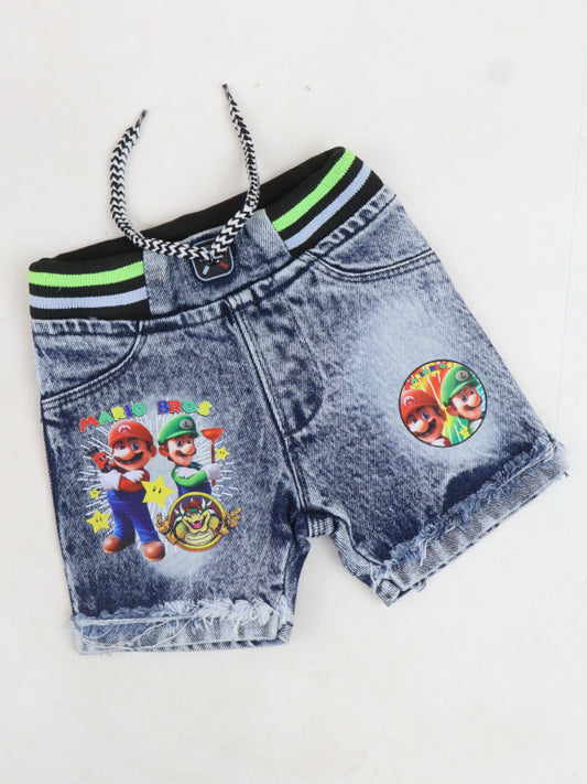 BCS06 Boys Denim Shorts 1Yr - 3Yrs Mario Bros