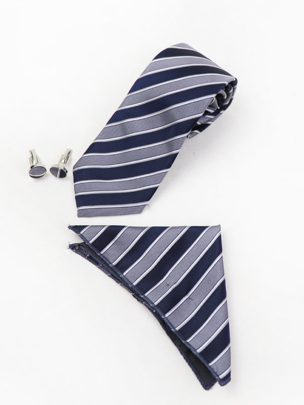 TBS07 3Pcs Tie Gift Box Tie Cuff-Link Pocket Square