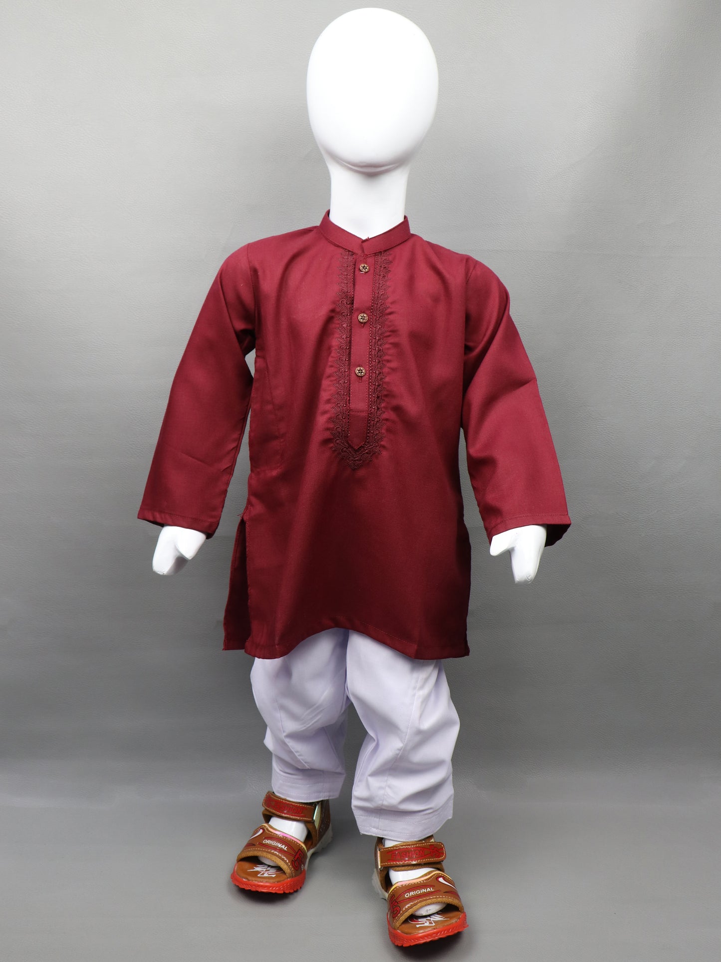 2Yrs - 14Yrs 681 Dark Maroon Kameez Shalwar Suit For Boys BKS106