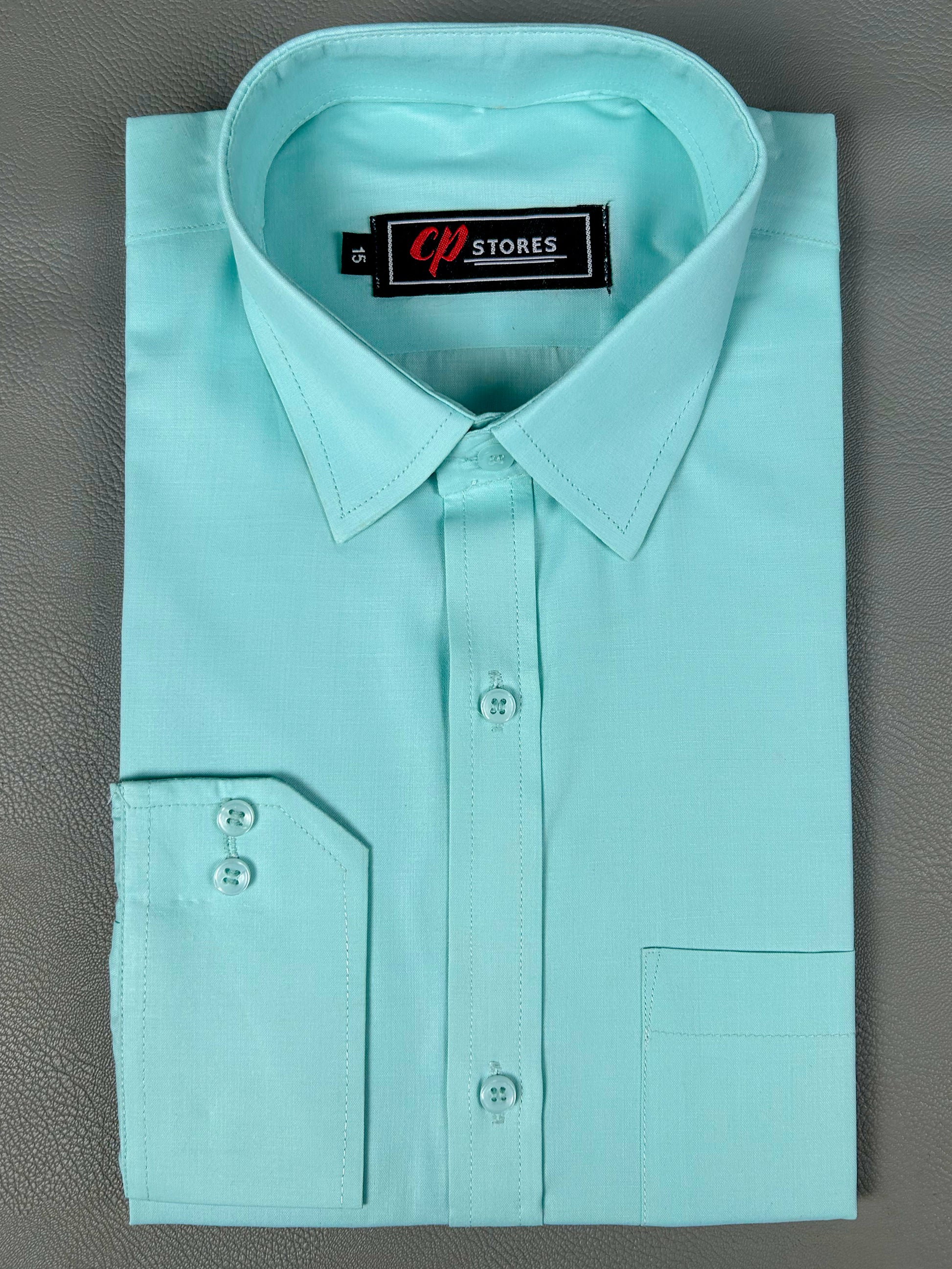 AZ Men's Formal Dress Shirt Plain Light Ferozi The Cut Price AZ Men's Formal Dress Shirt Plain Light Ferozi The Cut Price