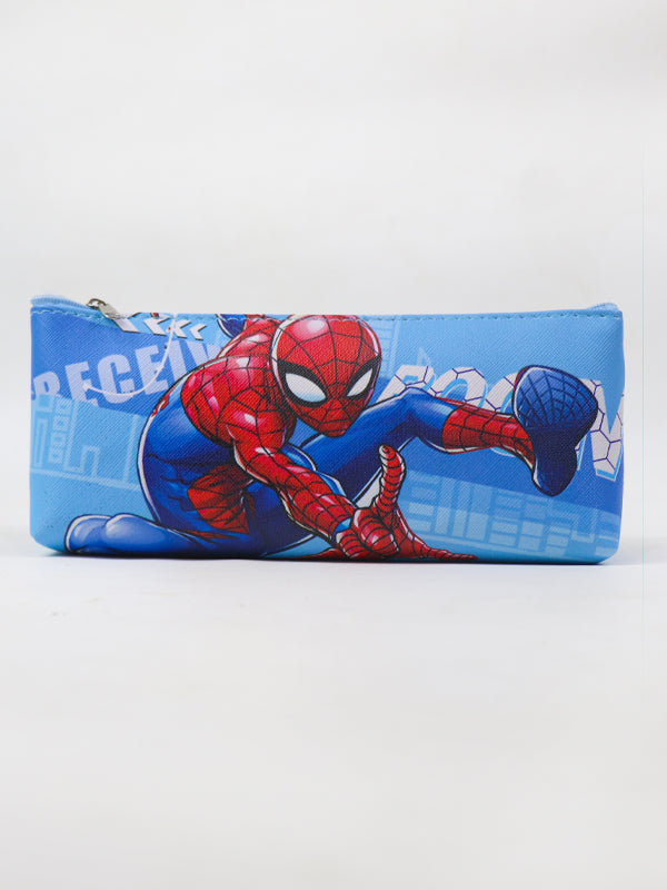 PB01 Zipper Pencil School Pouch For Kids Spider Men Blue