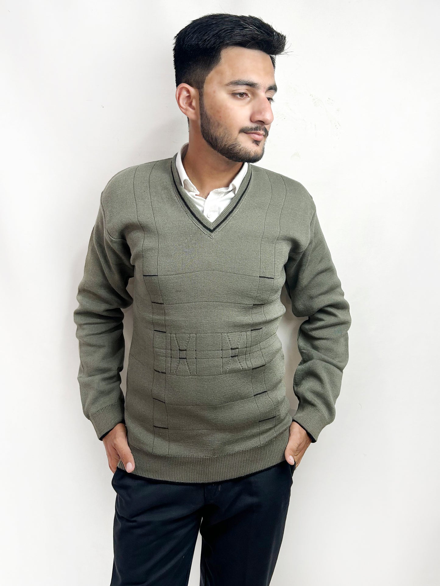 Green Shade Full Sleeves Sweater for Men MSW38