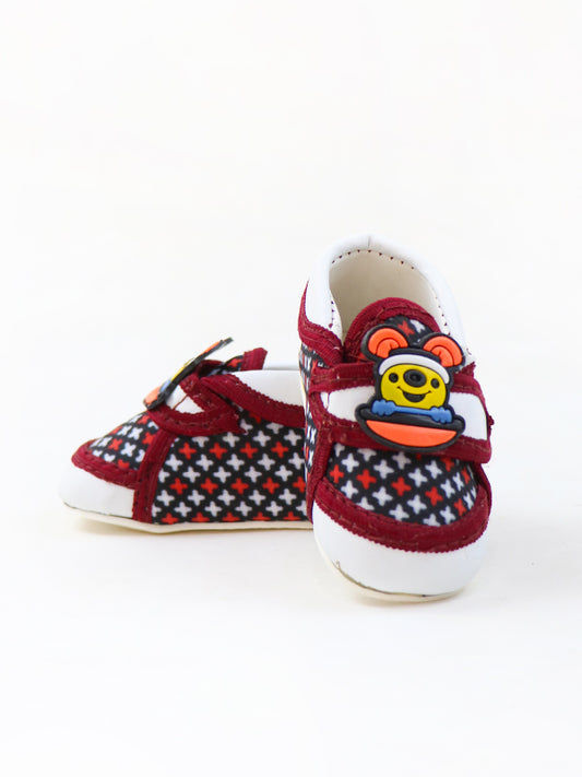 Baby Boy Crochet Bootie Shoes Bunny Maroon