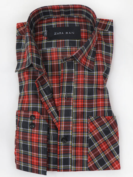 MFS47 AZ Men's Formal Dress Shirt BR Checks