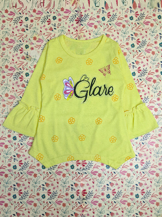 2Yrs - 7Yrs Glow Yellow T-Shirt For Girls SK GTS16