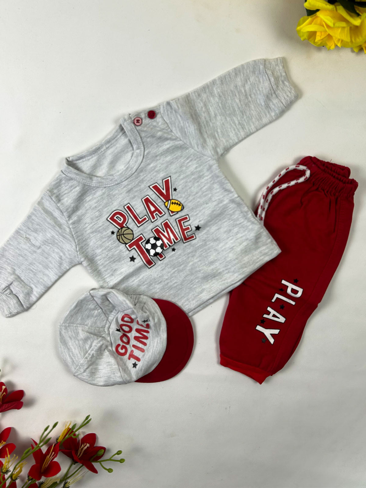 0Mth - 3Mth Red Play Time Suit For Newborn NBS816