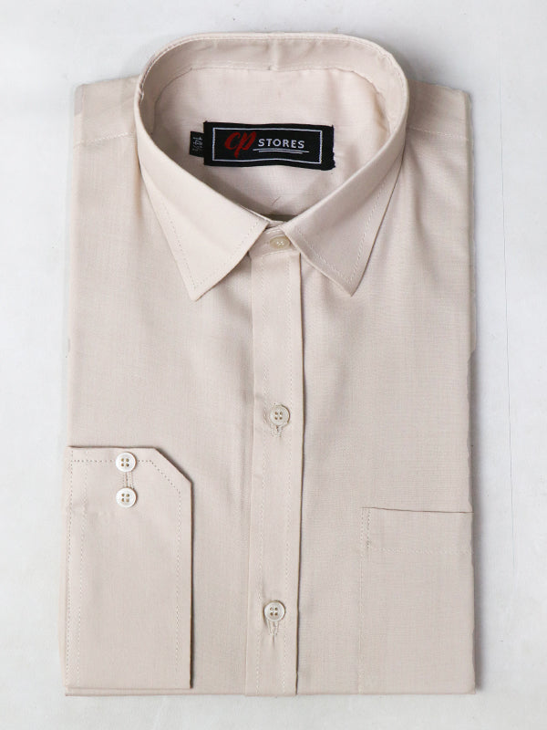 Beige Plain Formal Dress Shirt For Men AZ MFS64