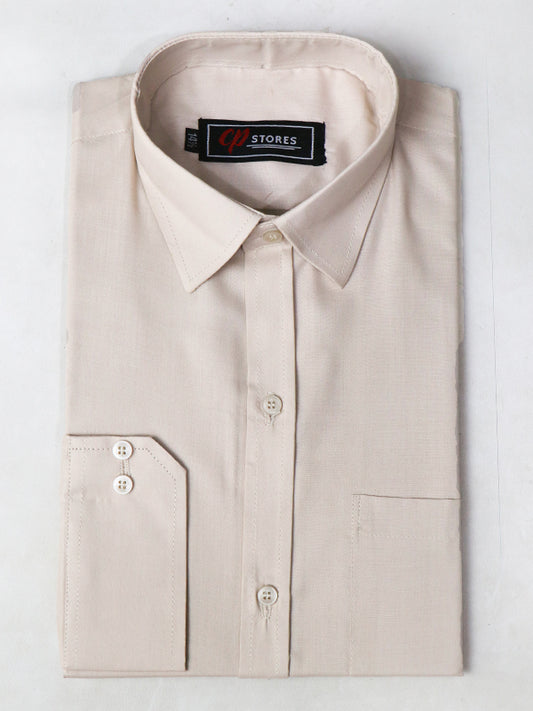 Beige Plain Formal Dress Shirt For Men AZ MFS64