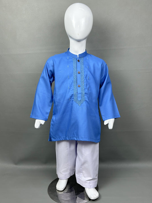 2Yrs - 14Yrs 720 Sky Blue Kameez Shalwar Suit For Boys AM BKS116