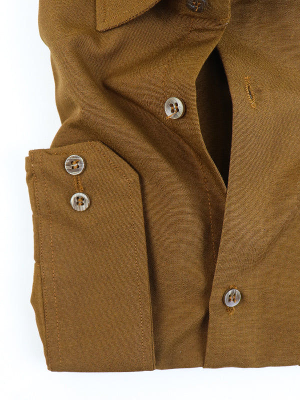 Z Men's Plain Chambray Formal Dress Shirt Mustard Brown