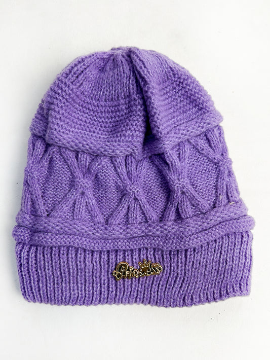 Purple Multidesign Winter Warm Beanie Hat For Women's/Winter Cap For Girls WWC03