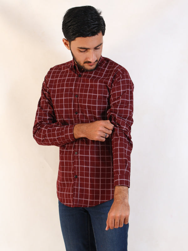 MCS04 HG Men's Cotton Casual Shirt Maroon