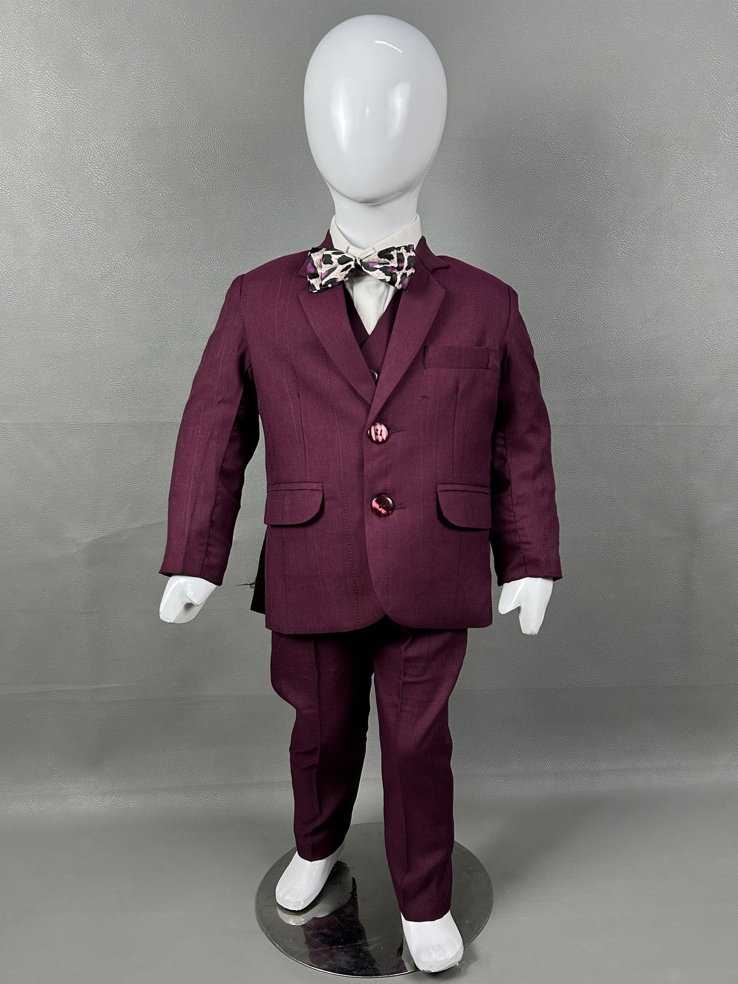 6Mth - 14Yrs Burgundy 5Pcs Coat Pant Suit for Boys BCP23