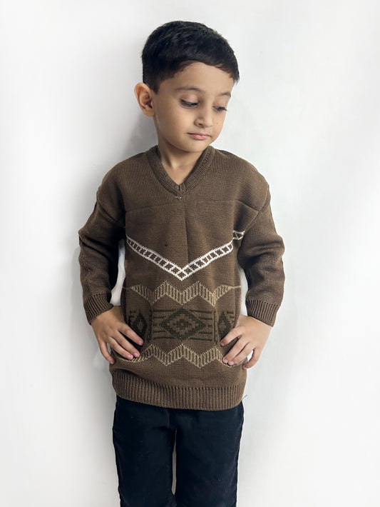 2Yrs -4Yrs Brown Full Sleeve Sweater For Kids KSW20