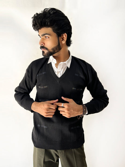 Black Full Sleeves Sweater for Men SH MSW17