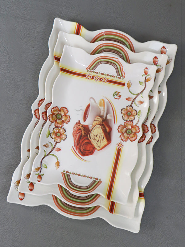 Pack of 3 Melamine Serving Tray D-01