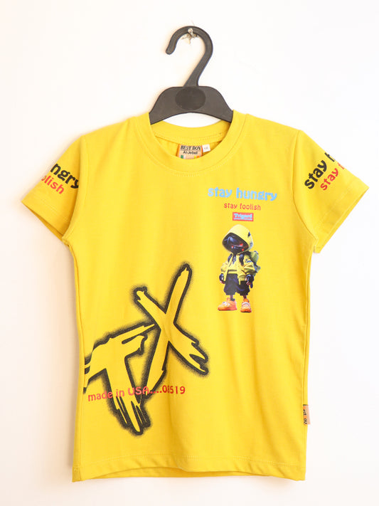 AJ Boys T-Shirt 2.5Yrs - 8 Yrs TX Yellow