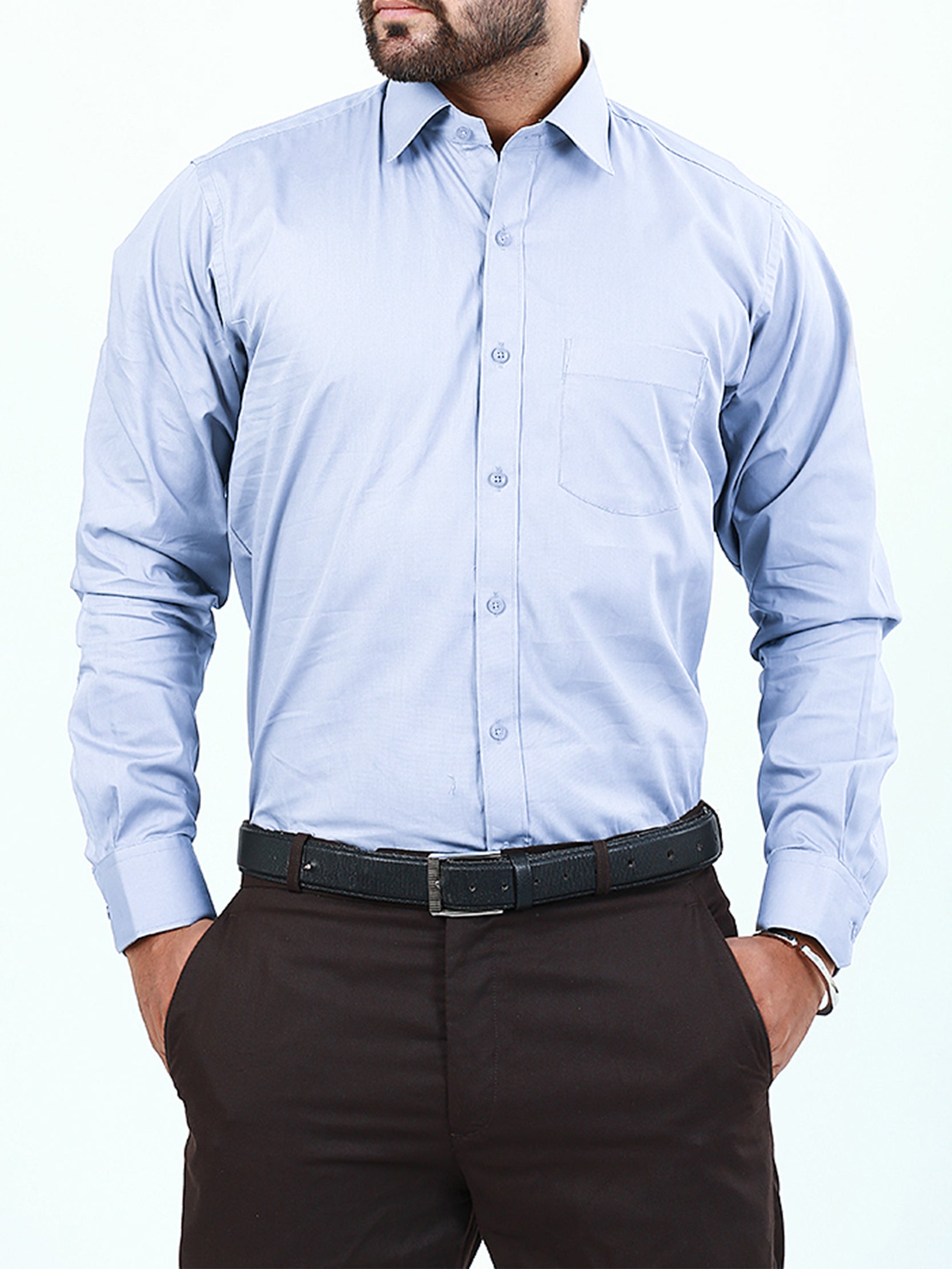 Men's Formal Dress Shirt Plain Light Blue – The Cut Price