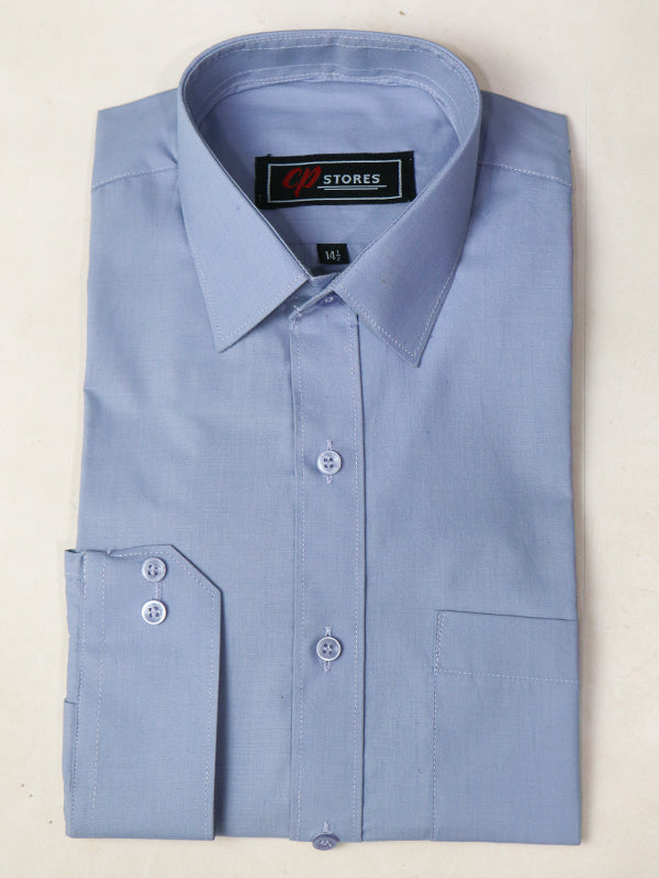 Light Blue Plain Formal Dress Shirt For Men AZ MFS63