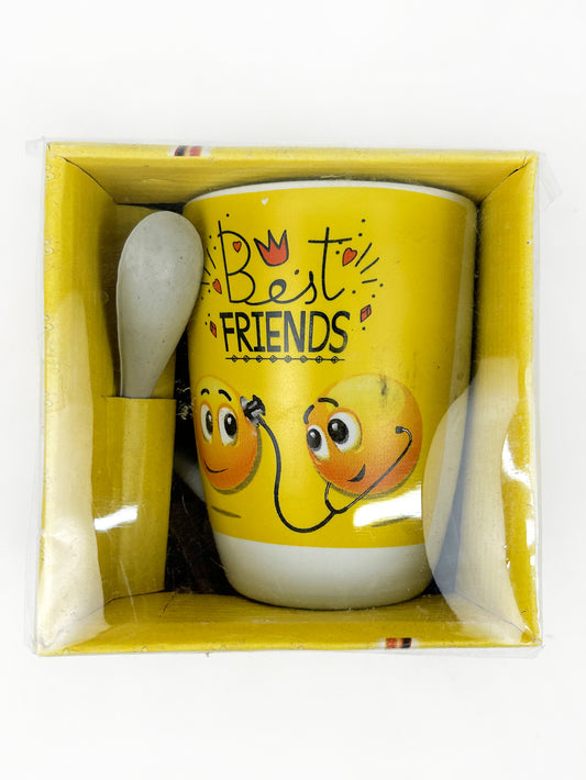 Yellow Friends Coffee Mug with Spoon