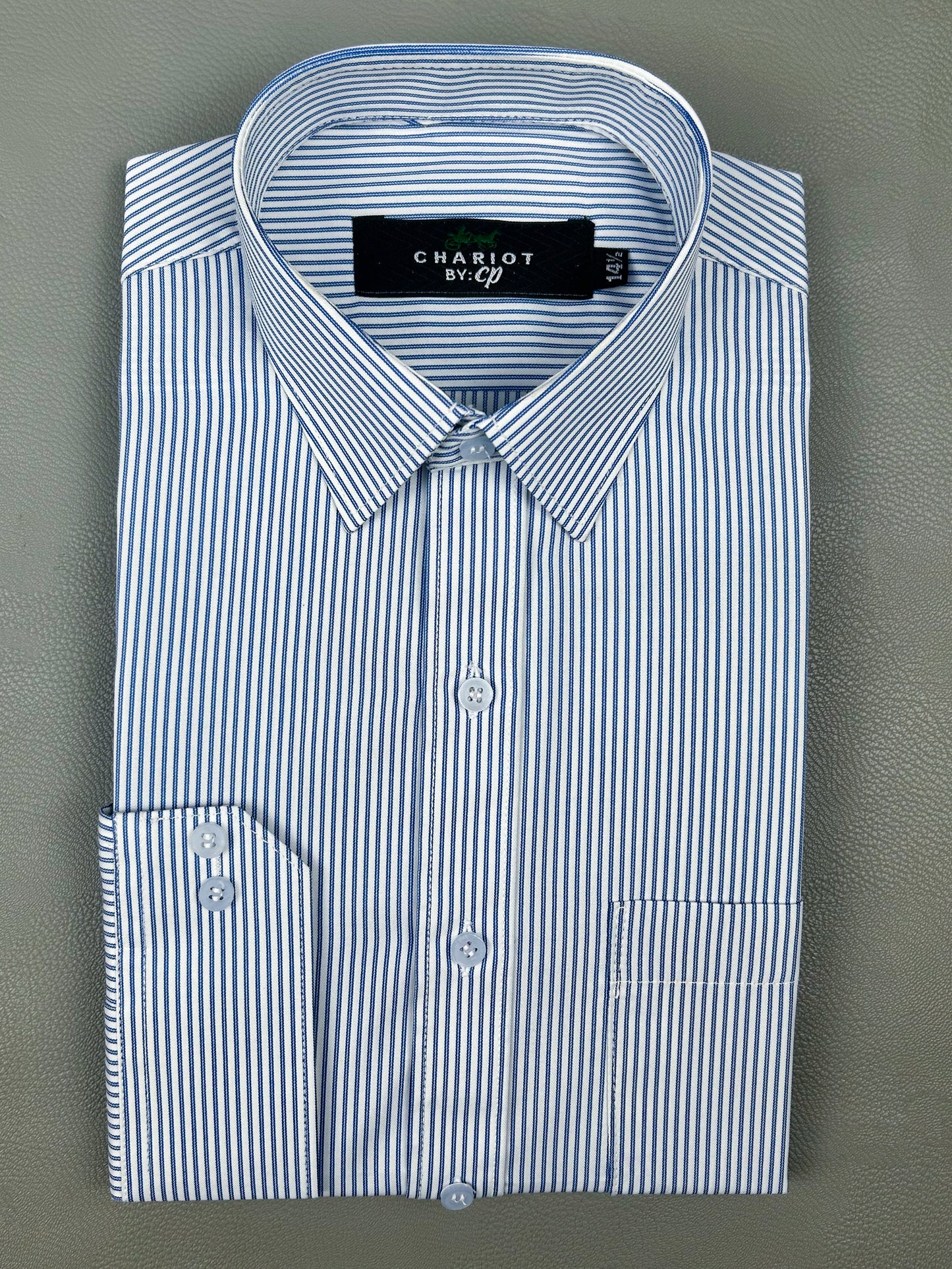 Dark Blue Lines Formal Dress Shirt For Men MFS191