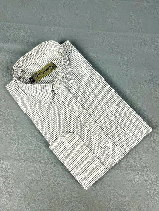 Green Small Checks Formal Dress Shirt For Men MFS234