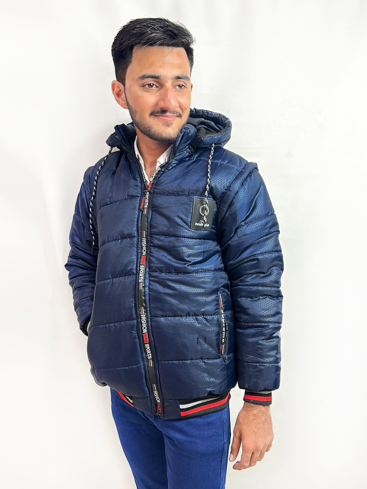 Navy Blue Puffer Jacket For Men MJ01