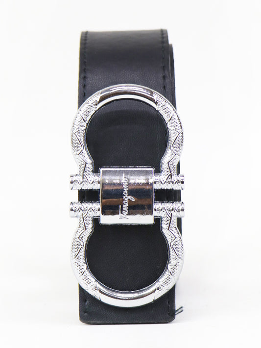 Ferragamo G Men's Leather Belt Dark Charcoal