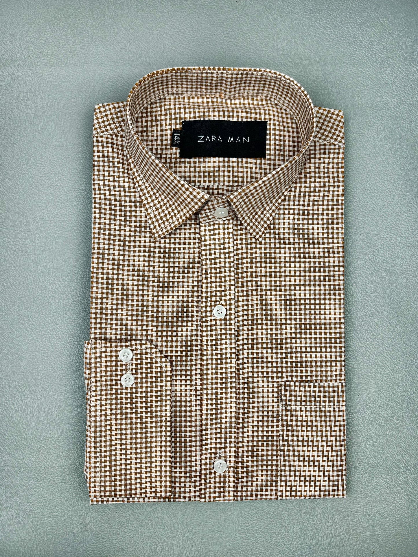 Light Brown Checks Formal Dress Shirt For Men MFS162