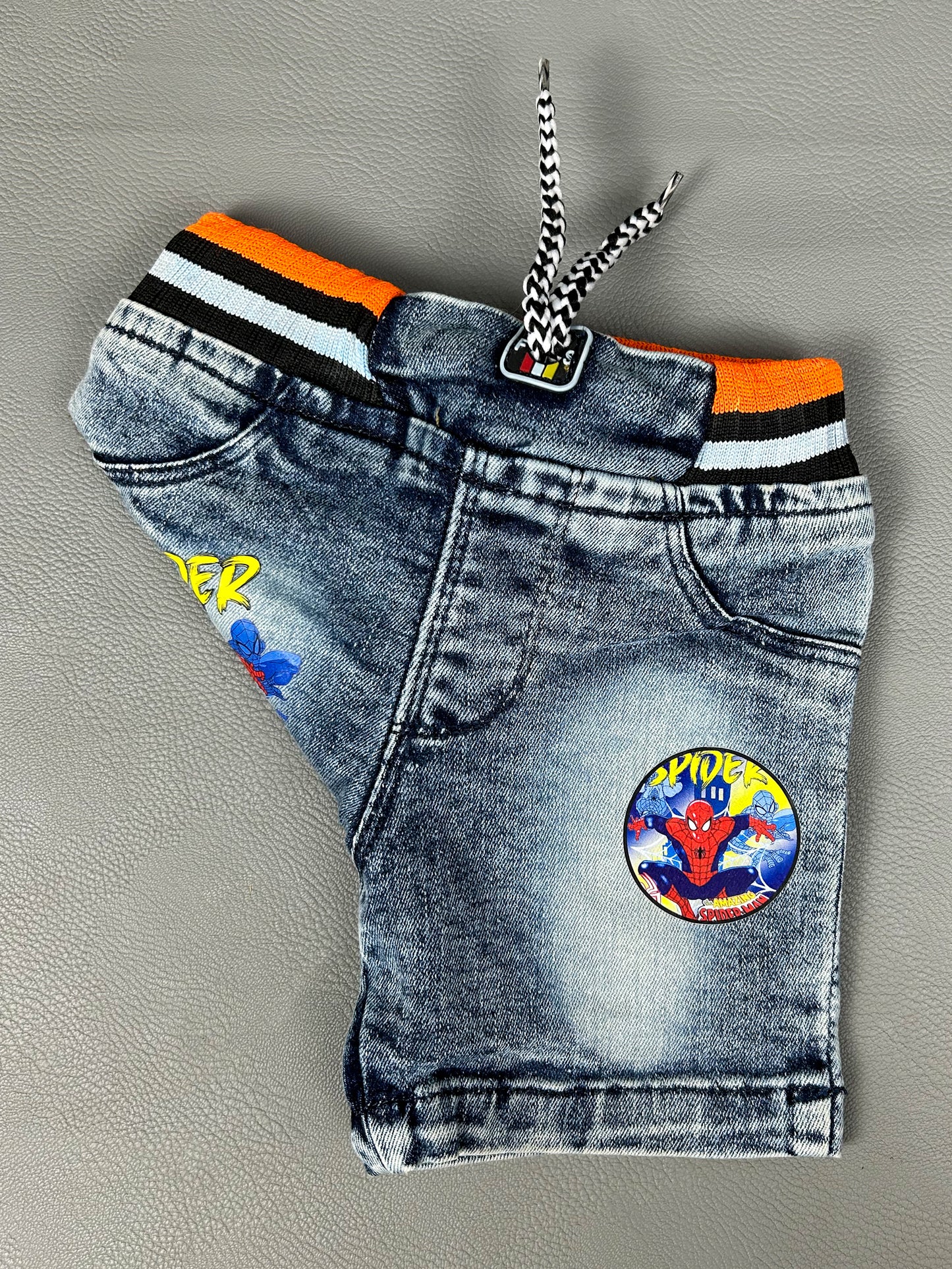 1Yr - 3Yrs Spiderman Light Blue Denim Shorts For Boys BCS08