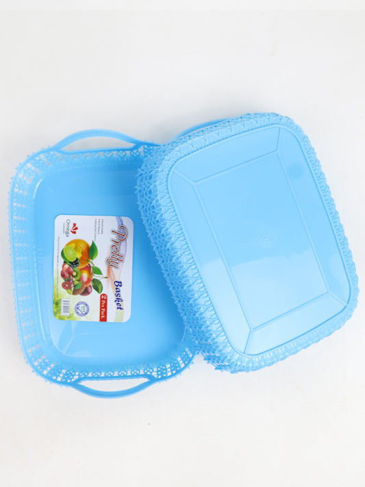 Blue Pack of 2 Multipurpose Tray Baskets for Fruits & Vegetables Storage