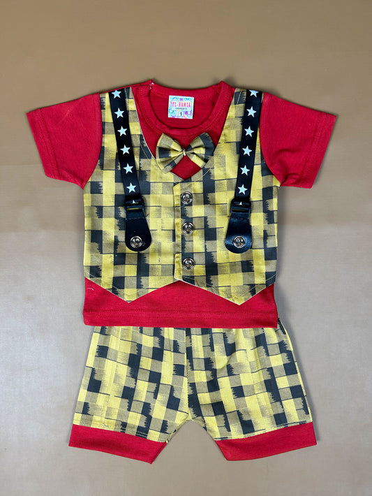 0Mth - 6Mth Red Baba Suit For Newborns NBS342