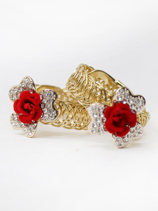BLT01 Pack of 2 Fancy Stylish Rose Bracelet Golden
