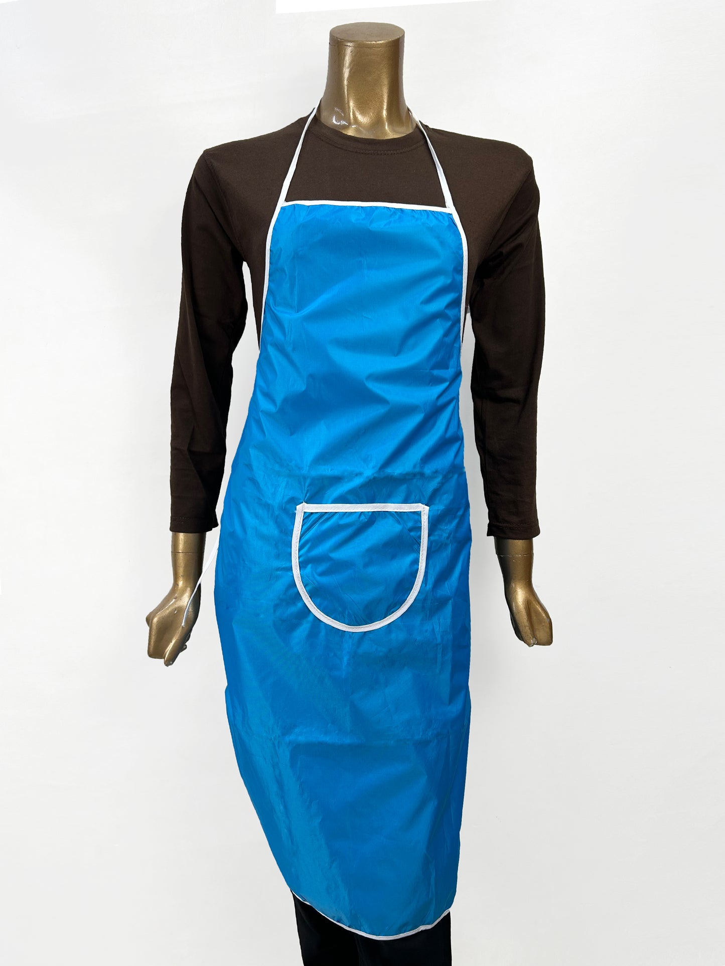 Blue Plain Kitchen Cooking Apron With Front-Pocket KA02