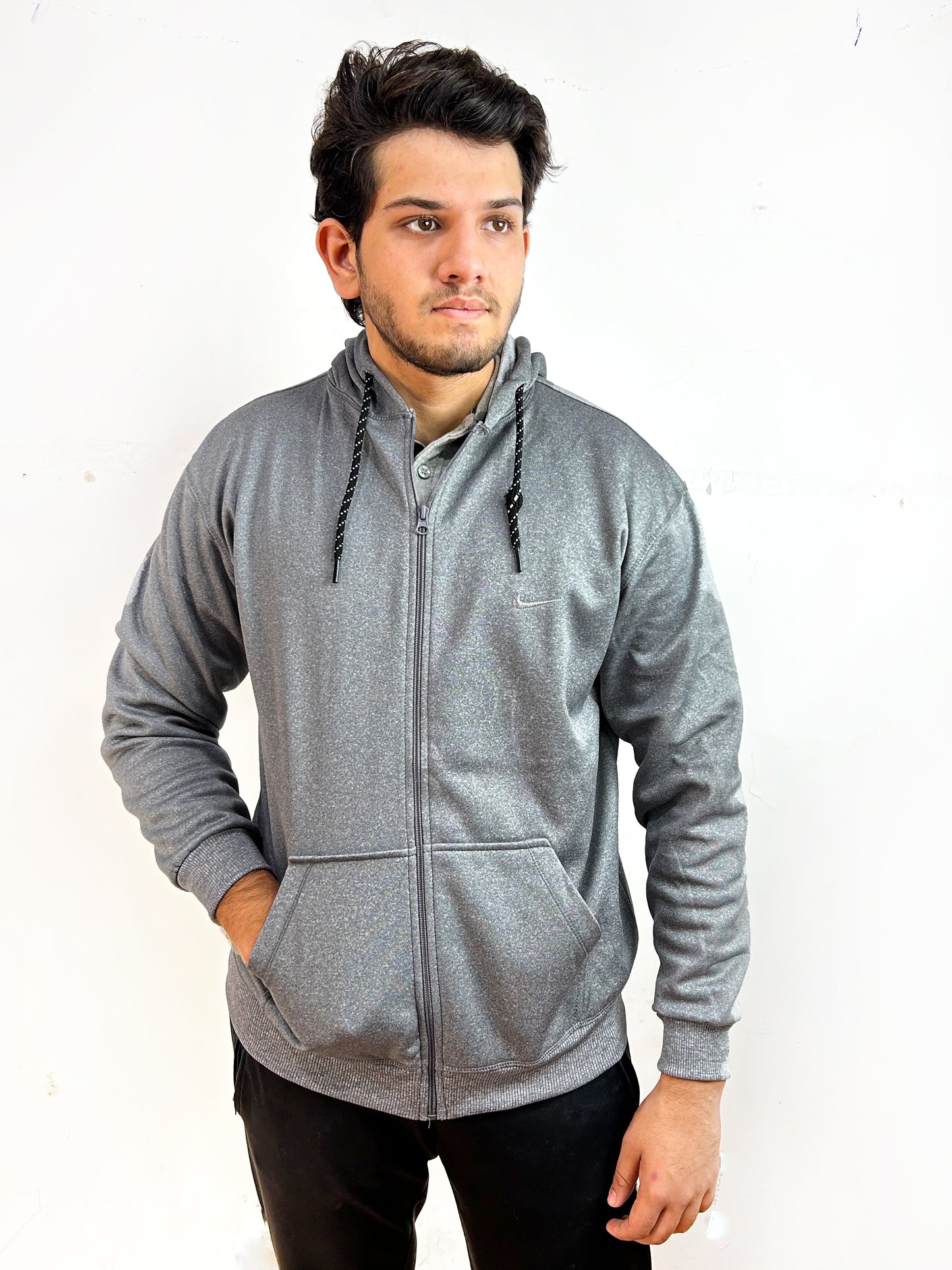 Light Grey Zipper Hoodie For Men MG MH15