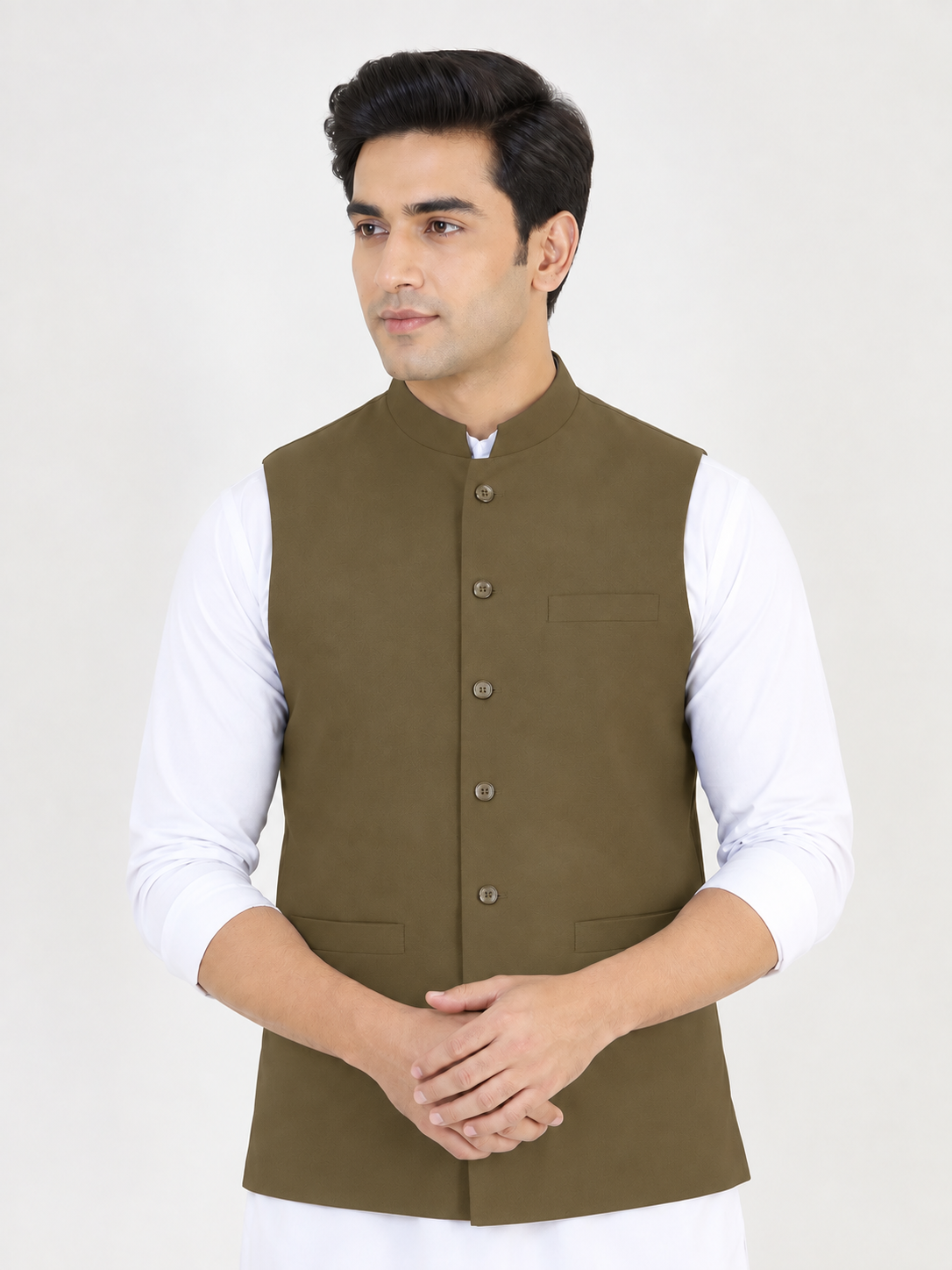 Dark Khaki Waistcoat for Men MW12