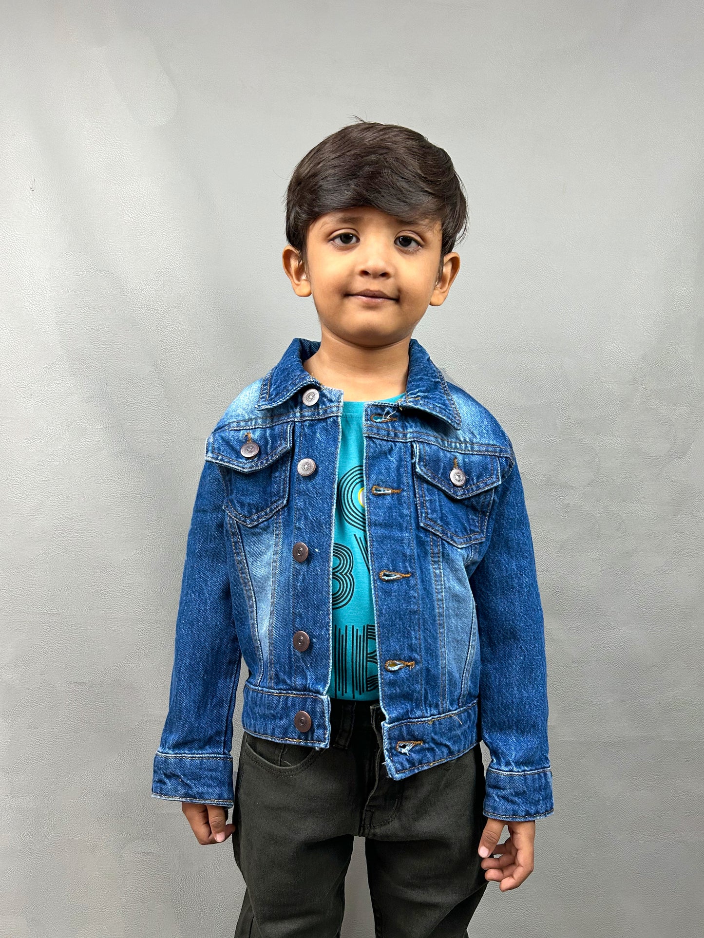 6Mth- 8Yrs Unicorn Faded Dusk Blue Denim Jacket For Kids KJ18