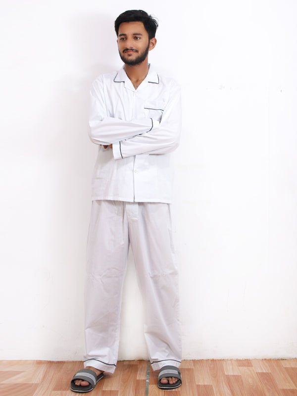 White Night Suit For Men MNS12