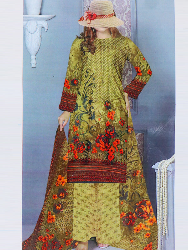 3Pcs Unstitched Digital Printed Lawn Suit For Women 20